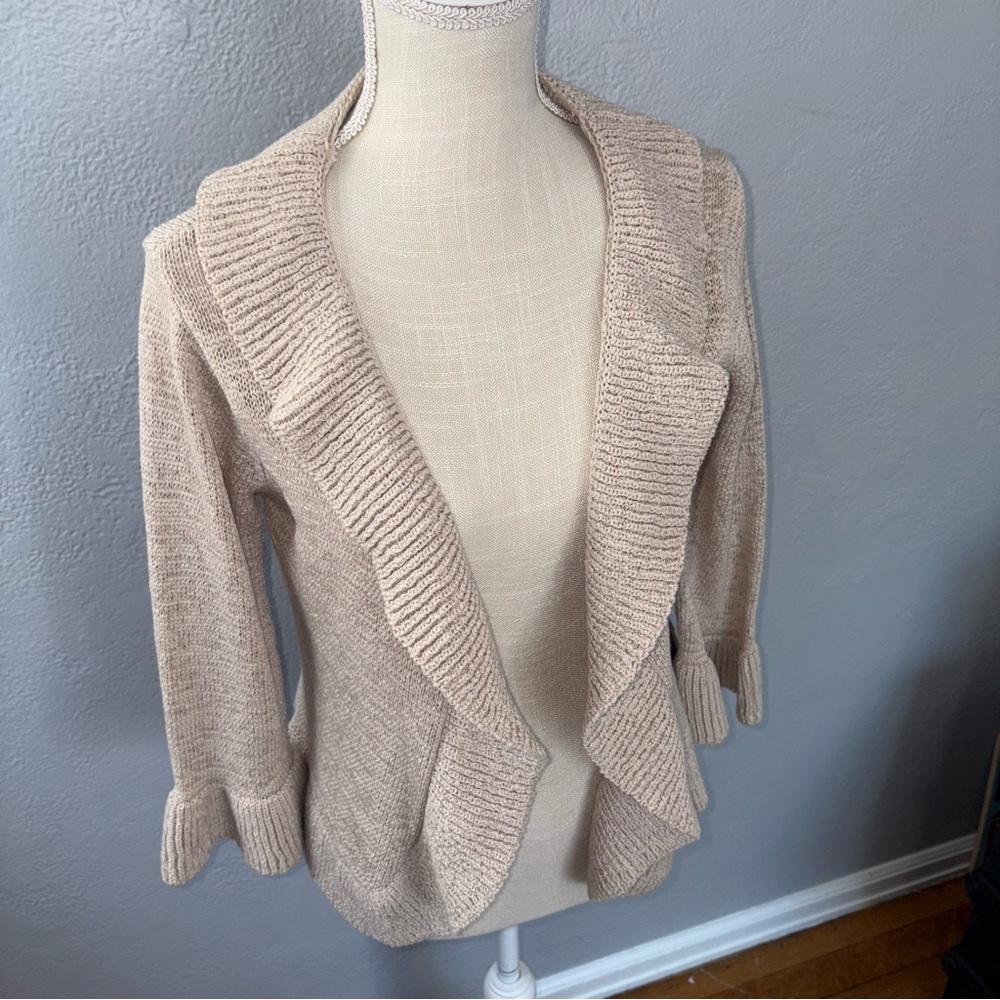 WD.NY Vintage Women's Tan Open Front Cardigan